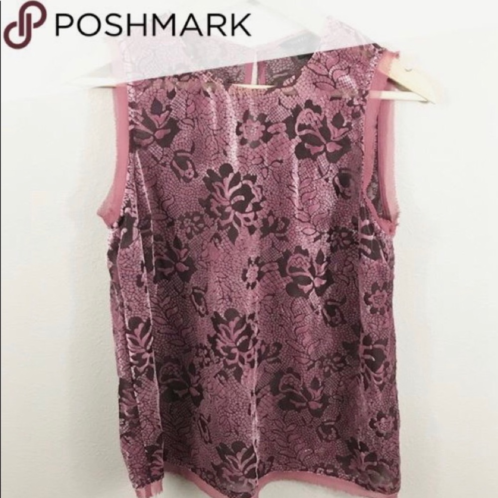 Guess Purple Floral Velvet Tank Top, Small